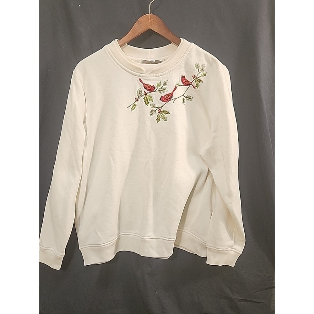 breckenridge Winter Cardinal graphic cotton blend soft sweater size XL